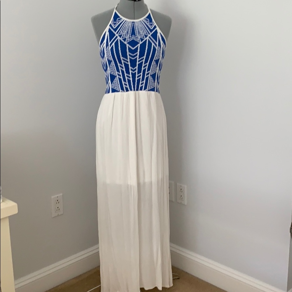 Jealous Tomato blue & white maxi dress size large